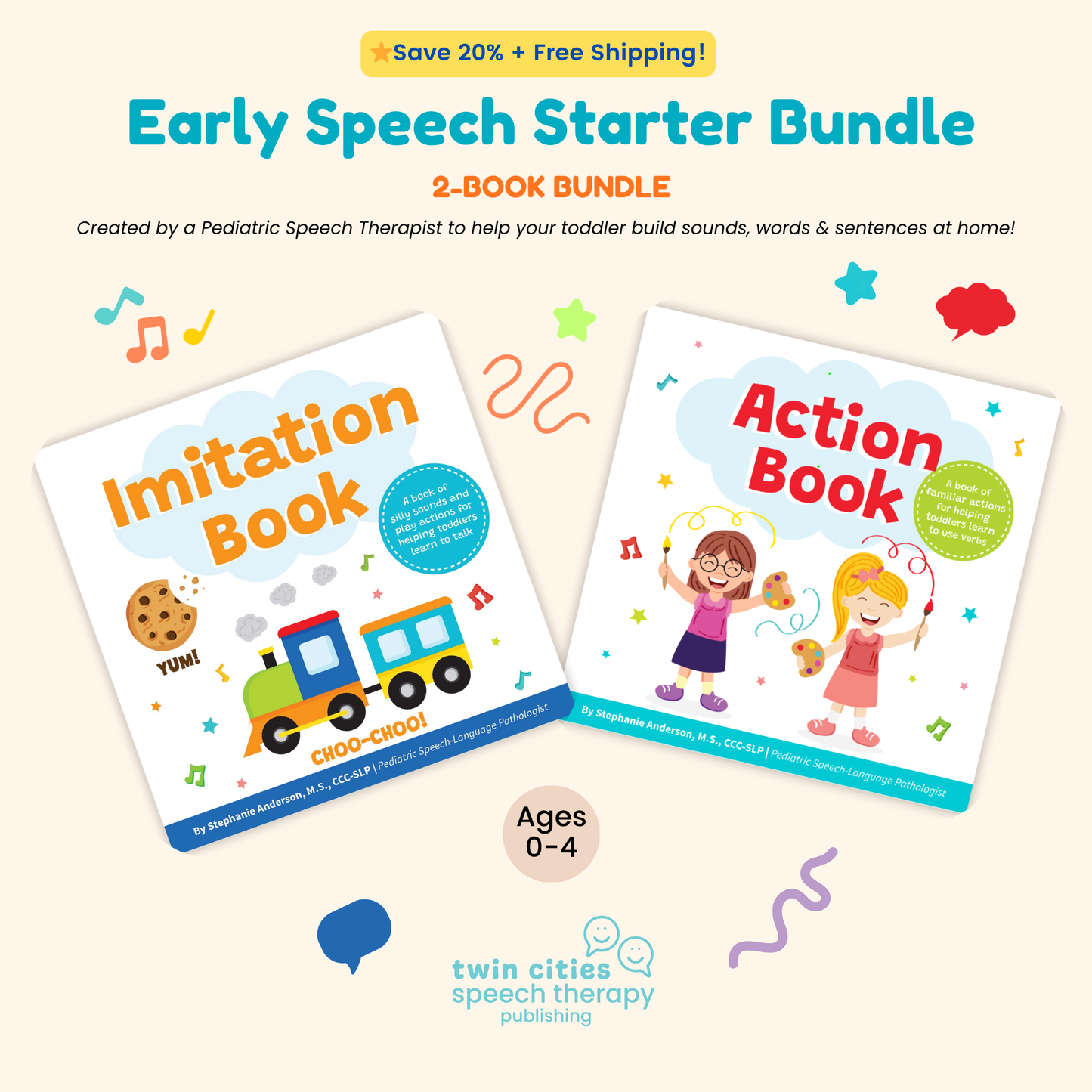 Early Speech Starter Bundle – 2 Fun & Interactive At-Home Speech Therapy Books for Toddlers to Build Sounds & First Words | Written by a Pediatric Speech Therapist