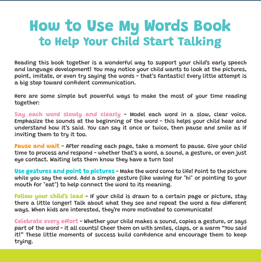 My Words Book β Easy First Words Toddlers Can Actually Say! Written by a Speech Therapist | Speech Development Board Book for Kids Ages 1-4
