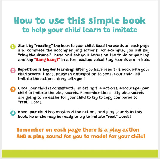 Imitation Book β Interactive & Fun Learn to Talk Board Book for Toddlers Ages 0-4 | Written by a Speech Therapist