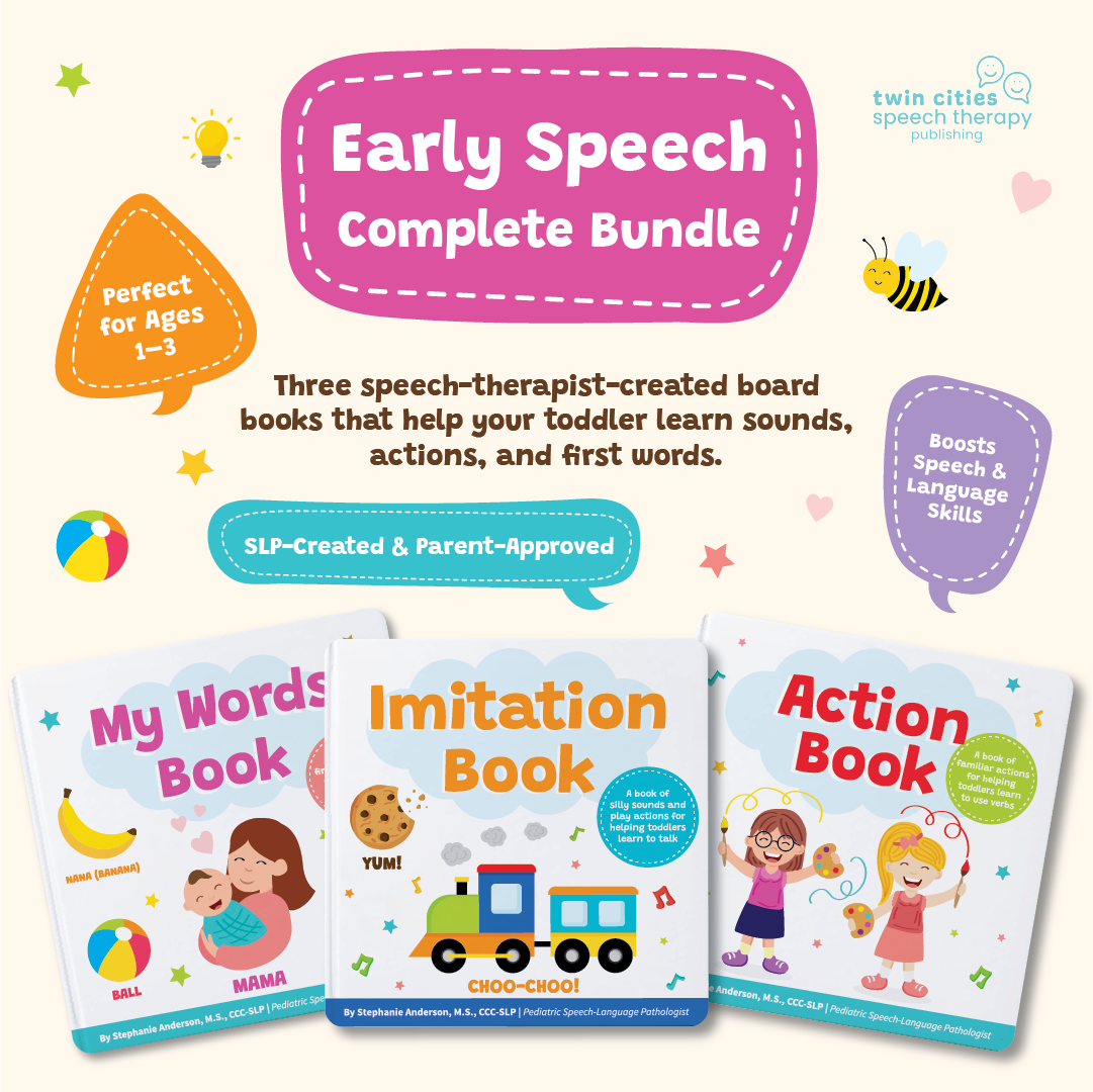 Early Speech Complete Bundle – 3 Fun & Interactive At-Home Speech Therapy Books for Toddlers to Build Sounds, Words & Sentences | Written by a Pediatric Speech Therapist