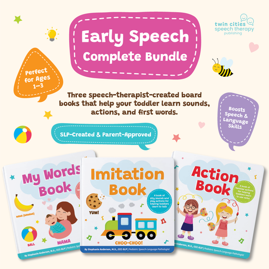 Early Speech Complete Bundle – 3 Fun & Interactive At-Home Speech Therapy Books for Toddlers to Build Sounds, Words & Sentences | Written by a Pediatric Speech Therapist